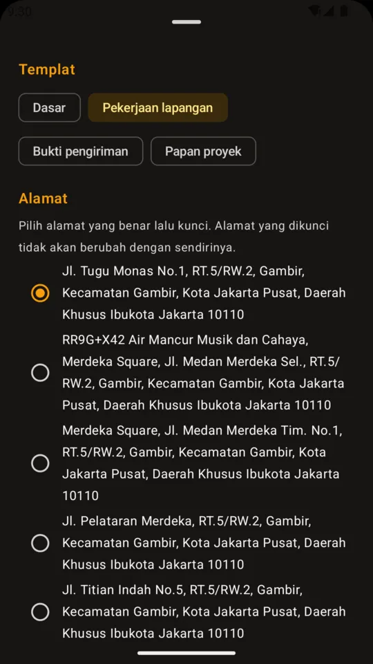 Templat stempel dan kunci alamat